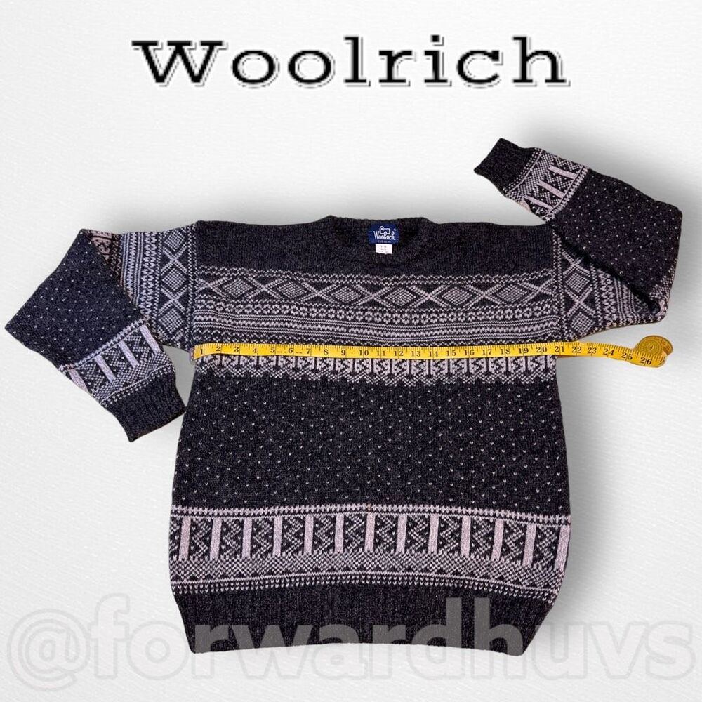 Woolrich Fair Isle Wool Blend Pullover Sweater Gray Men’s Medium - Picture 5 of 9